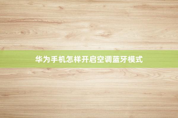 华为手机怎样开启空调蓝牙模式